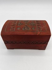 Small carved wooden trinket box 5" long 2.75" wide x 3" tall