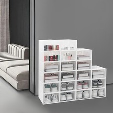 20Pc Stackable Shoe Storage Box Durable Plastic Sneaker Display Case Organizer
