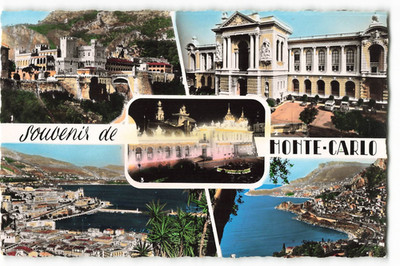 Souvenir de Monte-Carlo multiple views VTG Postcard AP1.