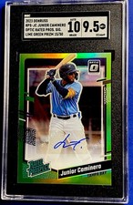 Junior Caminero 2023 Donruss Optic Rated Prospect Lime Green /50 Auto 10 SGC 9.5