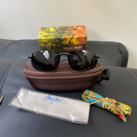 Maui Jim Ho'okipa 407-02 Sport Sunglasses Black Wrap Frames with Black Lenses