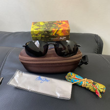 Maui Jim Ho'okipa 407-02 Sport Sunglasses Black Wrap Frames with Black Lenses