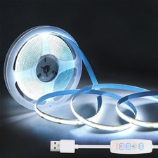 COB LED Strip Lights White 3.28ft, 5V Dimmable LED Light Strip, Flexible USB ...