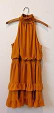 BCBG Paris Ring Neck Tiered Dress S Dark Orange