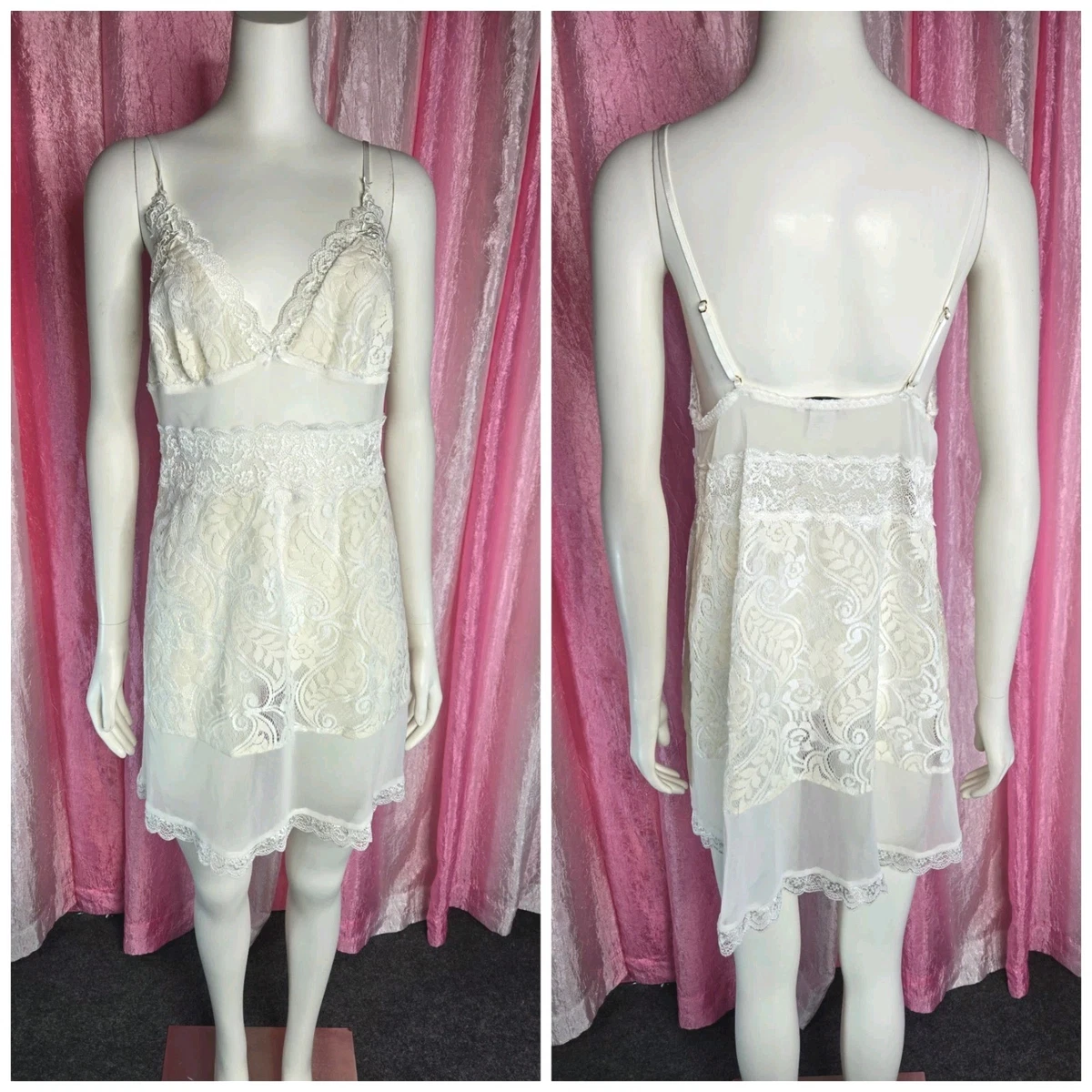 Lot De 2 Pièces Linea Donatella - Babydoll Et String Dentelle Noirs - Taille XL - Neuf