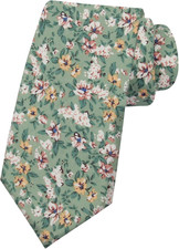 Men Skinny Tie Cotton Floral Necktie for Wedding Groomsmen Tie