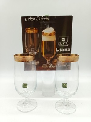 WMF - Diana - 2 Biertulpen - Dekor Dorado - Cristal - OVP - Goldrand - Unbenutzt