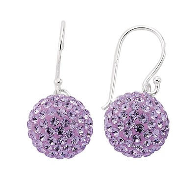 Sterlingsilber Jewelco London Violett Kristall Shamballa Ohrringe