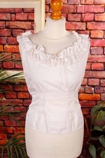 Vintage Antique Blouse Top White Ruffle Lace Boho Hippie S