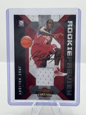 Jrue Holiday Patch Auto 05/50 2009 Panini Threads Rookie Preview #16 76ers