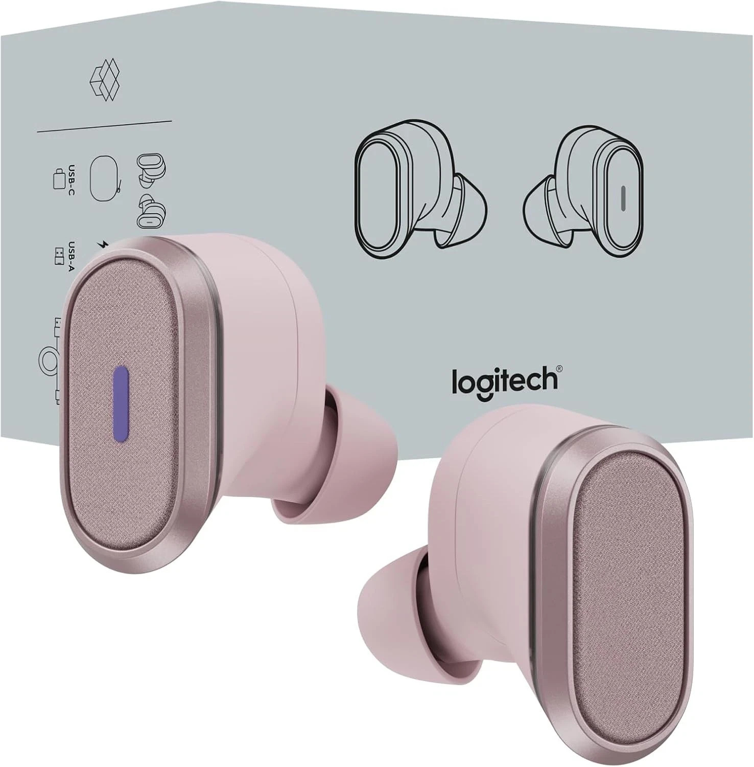 Logitech Zone True Wireless Bluetooth Noise Canceling Earbuds - Rose