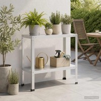 Pflanztisch 80 X 40 X 80 Cm Pulverbeschichteter Stahl Wei?