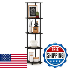 Furinno Turn-N-Tube Corner Shelf 5-Tier Corner Bookshelf Open Storage Shelves