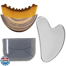 Stainless Steel Gua Sha Tool and Lymphatic Drainage Face Brush Se