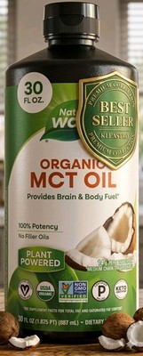  Nature's Way Pure Organic MCT Oil C8 C10 Caprylic Acid Coconut Liquid Oil 30oz