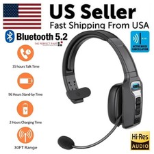 Trucker Bluetooth 5.3 Wireless Headset With Noise Cancelling Mic For Phones PC