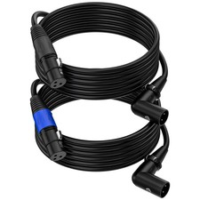 2 Pack Right Angle XLR to Straight XLR Plug Cable 10FT 3-Pin Balanced Cord