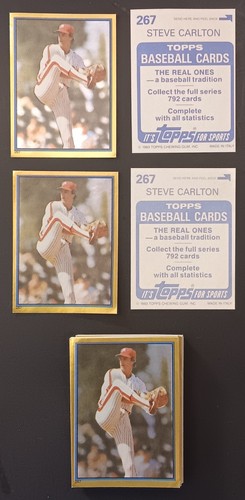 50 - STEVE CARLTON GOLD FOIL STICKER - 1983 TOPPS # 267 - HALL OF FAME PITCHER