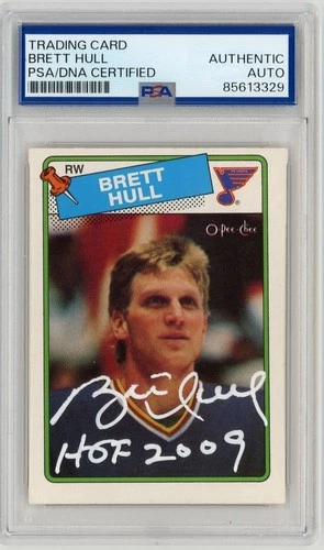 1988 O Pee Chee Brett Hull SIGNED #66 RC Rookie Card STL Blues PSA Autographed