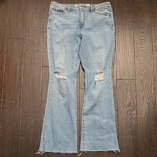 Seven7 Women's Slim Flare Distressed Light Wash Denim Jeans Size 12