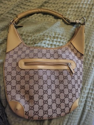Gucci Logo GG Hobo Tasche Medium Beige Canvas/Leder