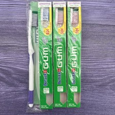4 LOT GUM SuperTip Sensitive Toothbrushes 464 Full Head, Ultra-Soft Bristles VTG