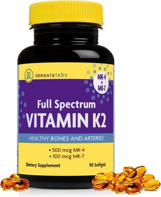 InnovixLabs Full Spectrum Vitamin K2-90 Softgels with 600 mcg - Gluten Free