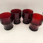 Set of 4 Vintage Anchor Hocking Ruby Red Georgian Honeycomb Tumblers 3.5”