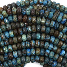 Faceted Brown Blue Turquoise Rondelle Button Beads 15" Strand 6mm 8mm 10mm