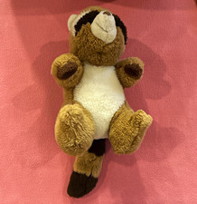 Small Raccoon Plush Stuffed Animal, Brown/White/Black, Washable, Age 3 Squeeks