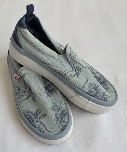 Sneaker Vans Off the Wall bambino ragazza chambray blu floreale slip on tela taglia 3