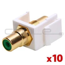 RCA Keystone Jack White/Green Center RCA Coupler Wall Plates Surface Boxes 10PCS