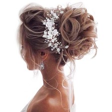 Flower Bride Wedding Hair Vine Pearl Bridal Hair Piece Leaf Hair Accessories ...