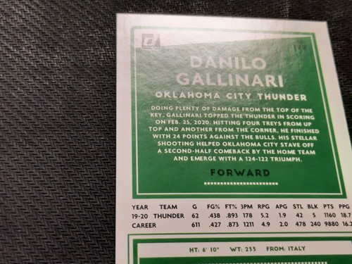 2020-21 Donruss Orange Laser #199 Danilo Gallinari Oklahoma City Thunder - Picture 5 of 9