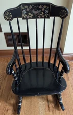Childrens Child's Rocking Chair VINTAGE Black Gold Trim Stencils 14-9705 609 BLK