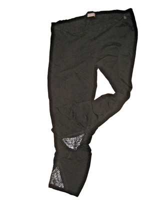 Tredy - 3/4 lange schwarze Leggings - Gr. 40 - mit Pailetten + mit Mängel