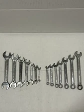 Vintage Indestro Combination & Open End Wrench Set 14 Pc USA