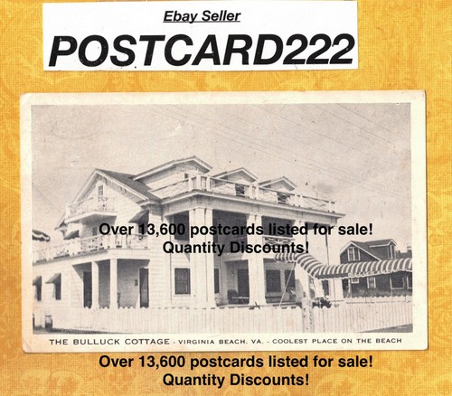 VA Virginia Beach 1954 vintage postcard BULLUCK COTTAGE COR 5TH & ATLANTIC