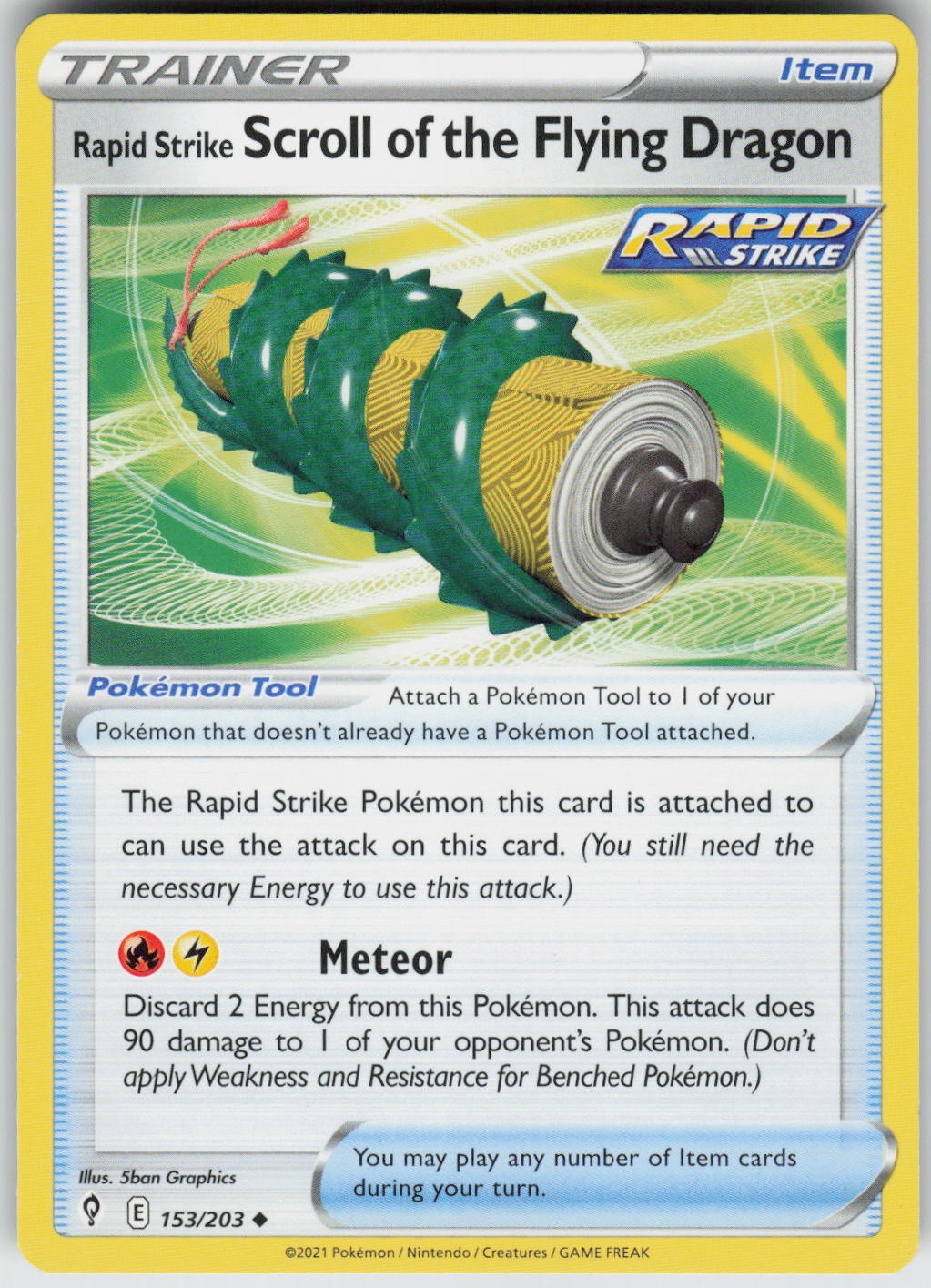 Rapid Strike Scroll of the Flying Dragon 153/203 Evolving Skies Pokemon NM