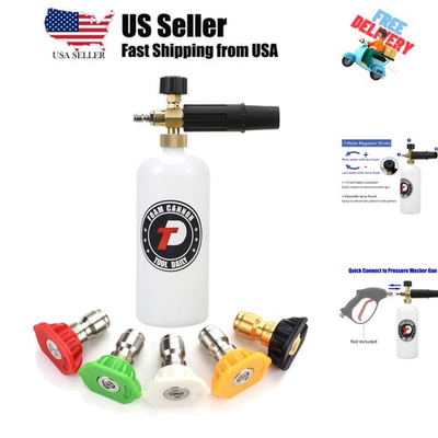 #ad Foam Cannon with 1 4 Inch Quick Connector 1 Liter 5 Pressure Washer Nozzle ... $37.99