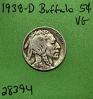 1938 D Buffalo 🦬 Indian Head Nickel 5c Vg Very Good