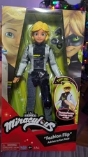 Fashion Flip Adrien to Cat Noir 10.5” Action Doll Sequins Zag Heroez Miraculous