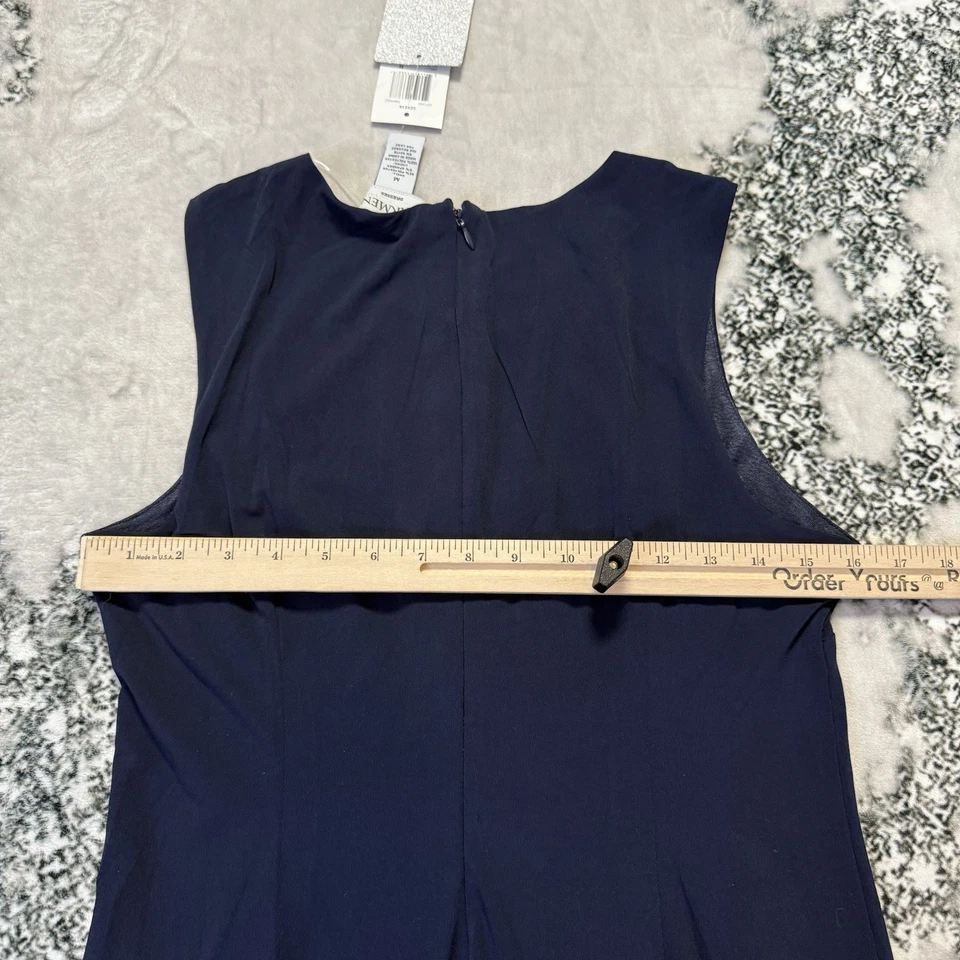 Carmen Marc Valvo Dress Womens Size M Navy Blue Lace up Grommet Trim Sheath - Image 3 of 4