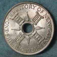 1938 Papua New Guinea 1 Shilling World Silver Coin Uncirculated #617