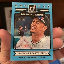 GIANCARLO STANTON 2015 DIAMOND KINGS BLUE SILVER PRESS PROOF  /199 YANKEES MVP