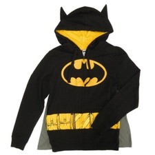 DC Comic Men's Batman and Superman Zipper Hoodie with Cape. BM is L and SM is S