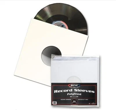 (5) BCW Premium 12" PolyLined Paper Record Sleeves 33 1/3 RPM Virgin Paper