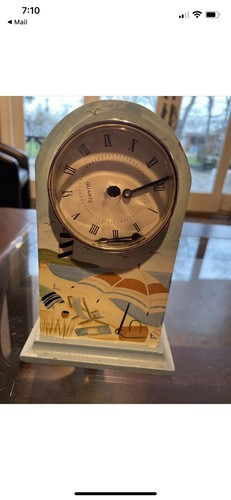 Crazy Mountain Table top hand painted clock sold as is - Picture 2 of 8