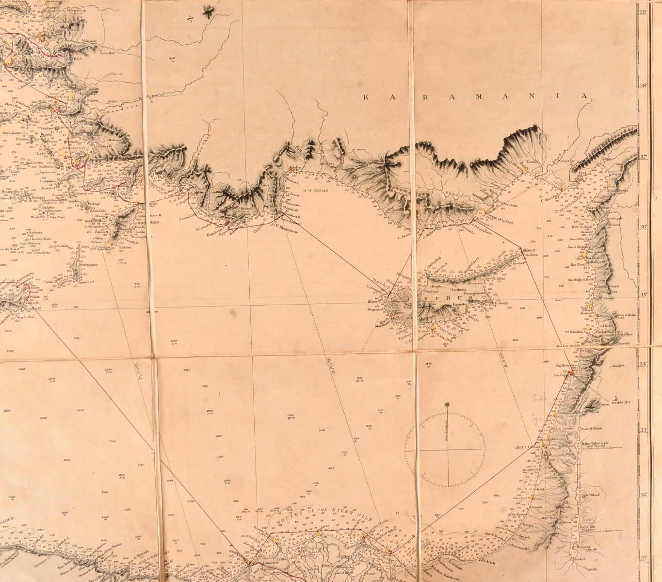 1883 Mediterranean Sea Eastern Sheet Ordnance Map Folding Map Edward Stanford...