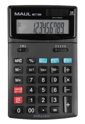 MAUL Tischrechner MCT 500 / Schwarz / Solar- und Batteriebetrieb / 12 stellen